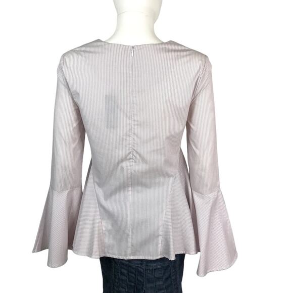 Romeo & Juliet NWT Peplum Blouse White Blue & Orange Long Sleeved - Picture 7 of 8